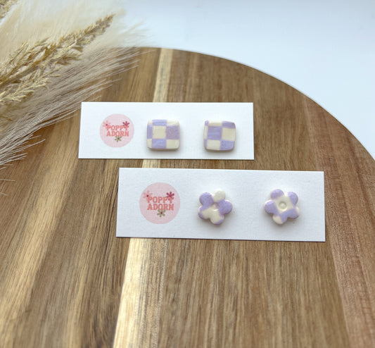 Purple checkered studs